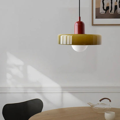 Glass pendant chandelier orange retro design