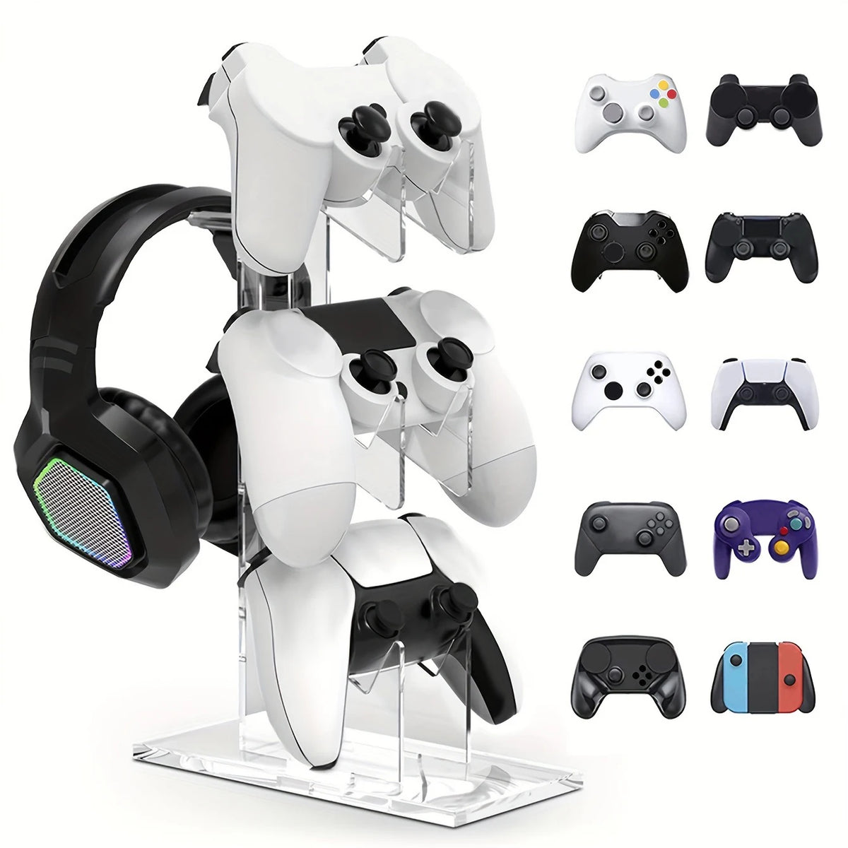 Three tier controller and headphone holder, view 2