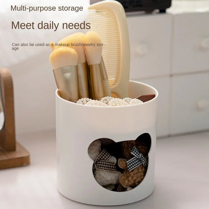 Round plastic pen holder with a small bear design, view 5