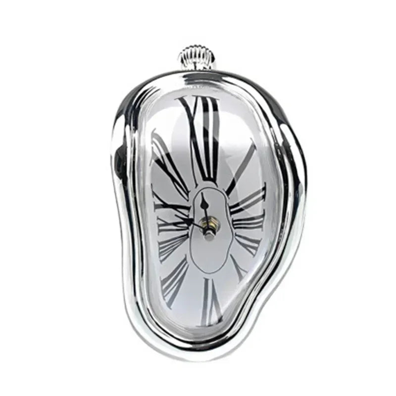 Surrealist melted clock styled in a living room