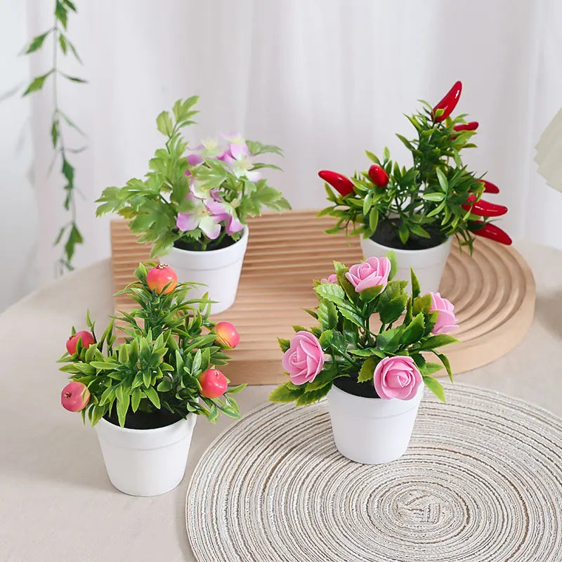 Artificial flowers arranged in a vase, view 3