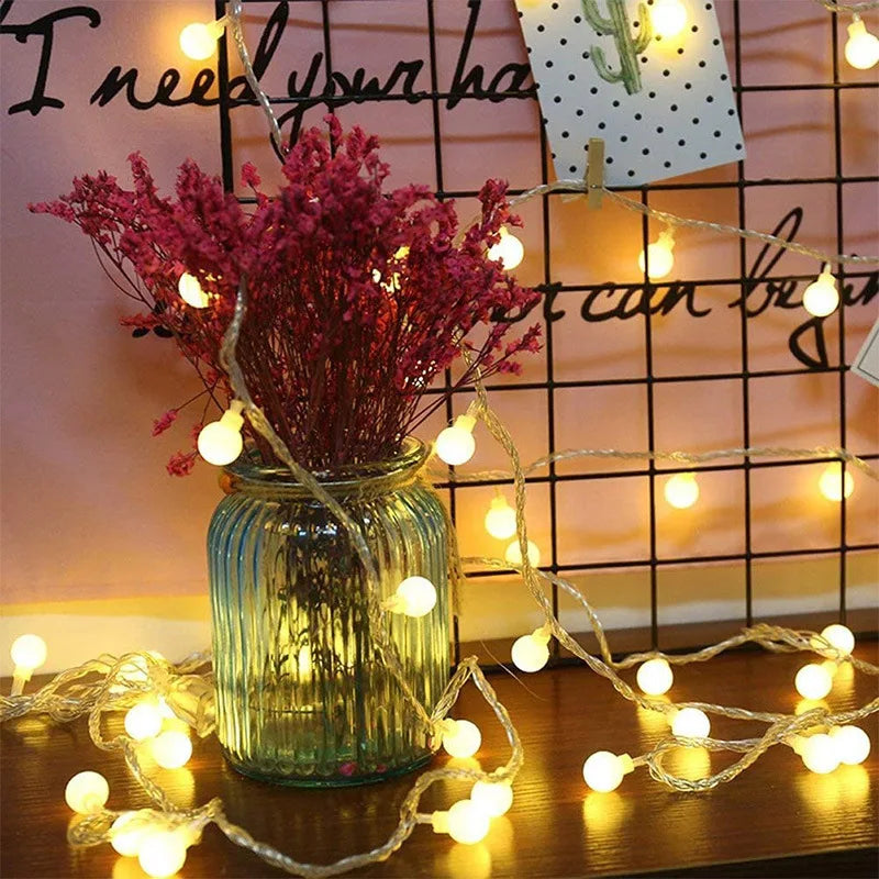 Round ball bulb LED string light detail