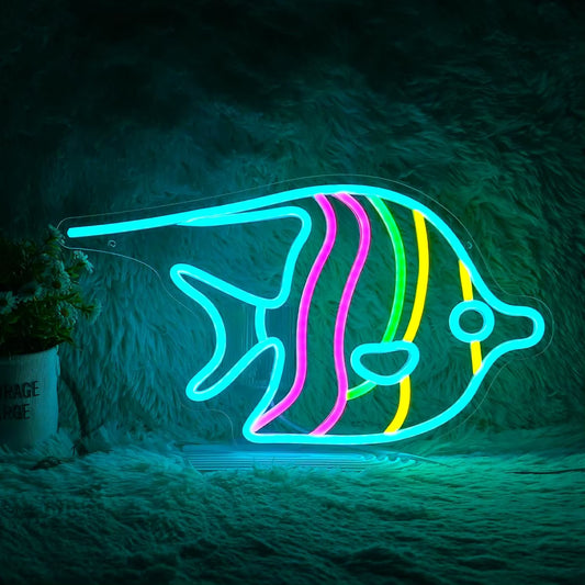 Butterfly fish neon sign dimmable LED sea theme