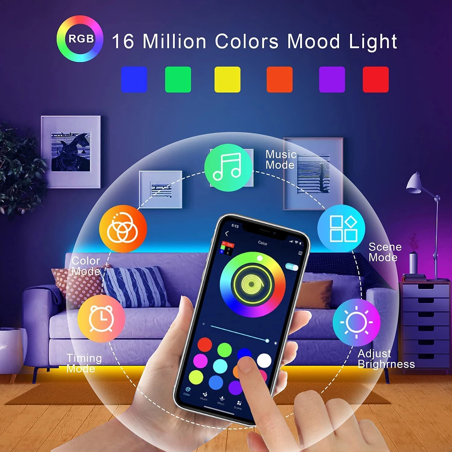 App controlled RGB colour selection on phone