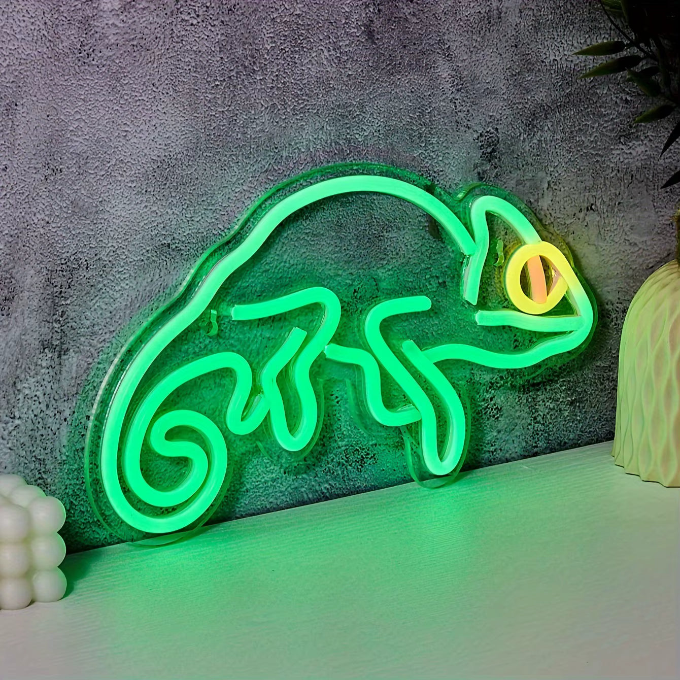 Colourful chameleon LED neon light home decor