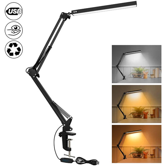 Clamp desk lamp with swing arm and 10W LED
