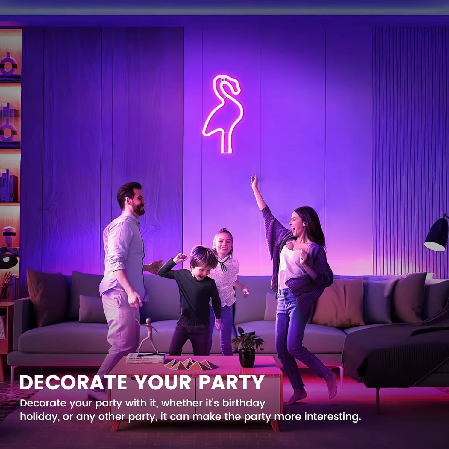 LED flamingo neon sign for bar and living room decor