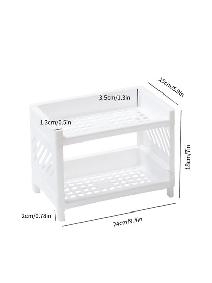 Double layer storage rack in pink, blue or white plastic, view 10
