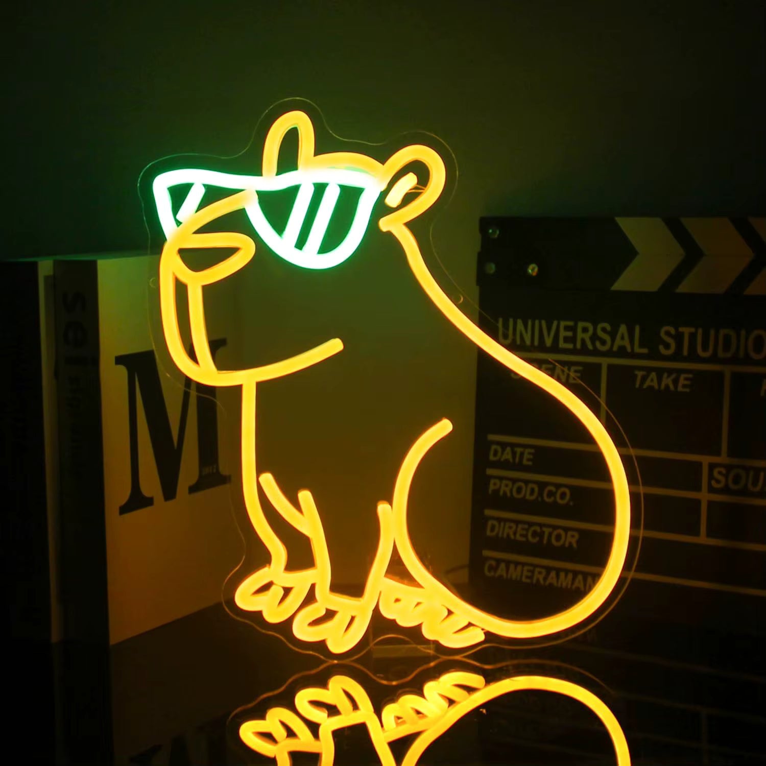 Capybara neon sign with glasses USB LED light