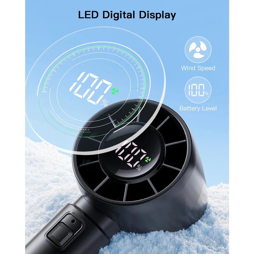 Handheld Mini Fan 4000mAh Rechargeable, Portable Personal Fan with LED Display, 5 Speed Turbo Brushless Motor, 12Hr Battery Life, Lightweight Travel Fan for Beach, Outdoor and Office Use