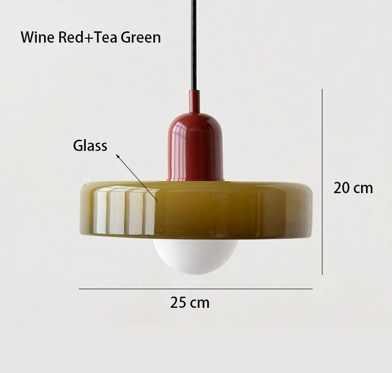 Glass Bauhaus pendant light color variants white green orange