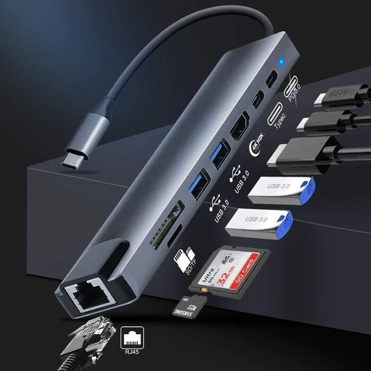 Aluminium USB 3.0 hub with HDMI, SD and ethernet ports