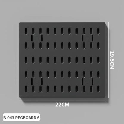 Black gaming pegboard wall organiser with holders, view 34