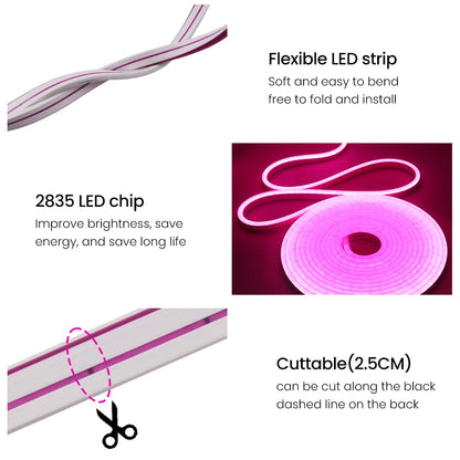 12V neon rope light bending around corners