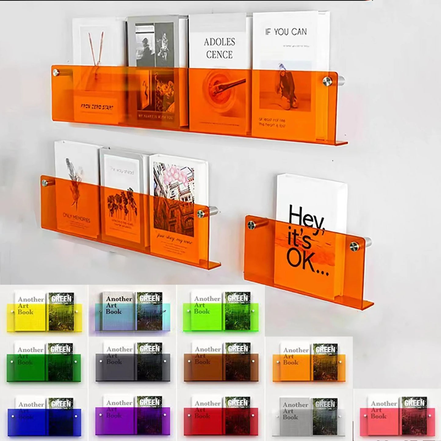 Clear acrylic wall mount brochure holder display