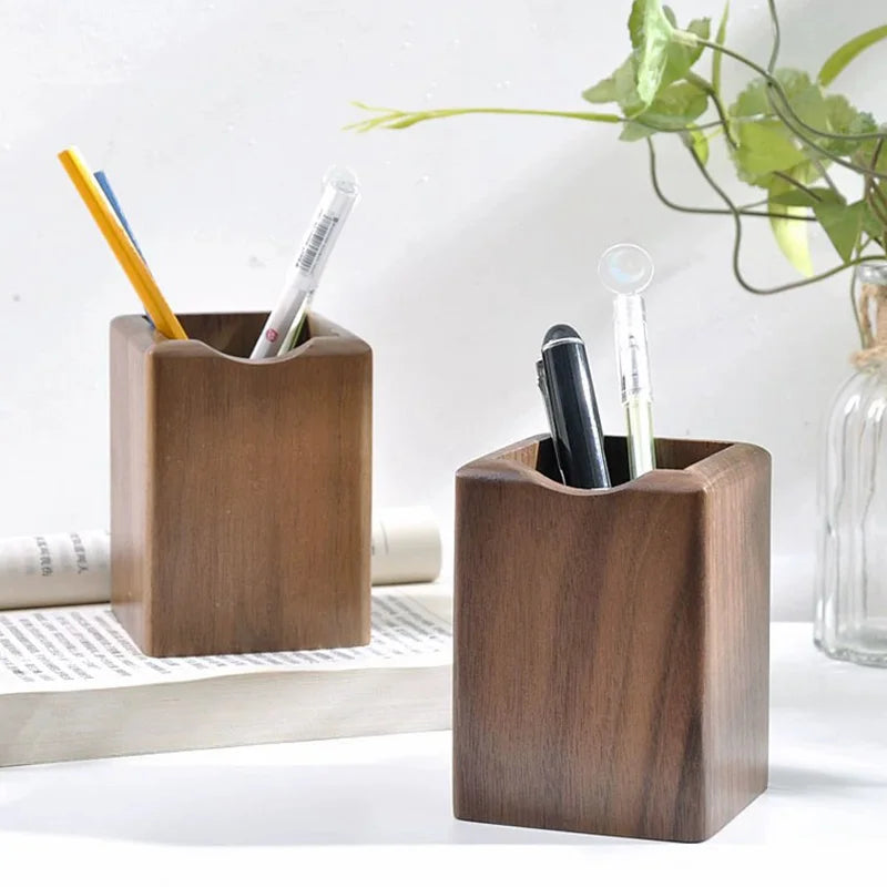Solid walnut pen holder, view 2