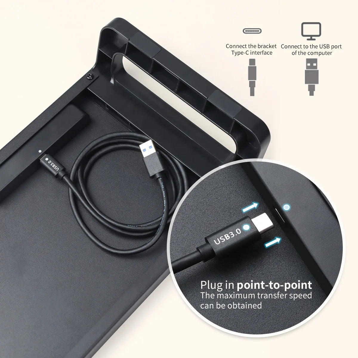 Aluminium monitor stand riser with USB 3.0 hub, view 3