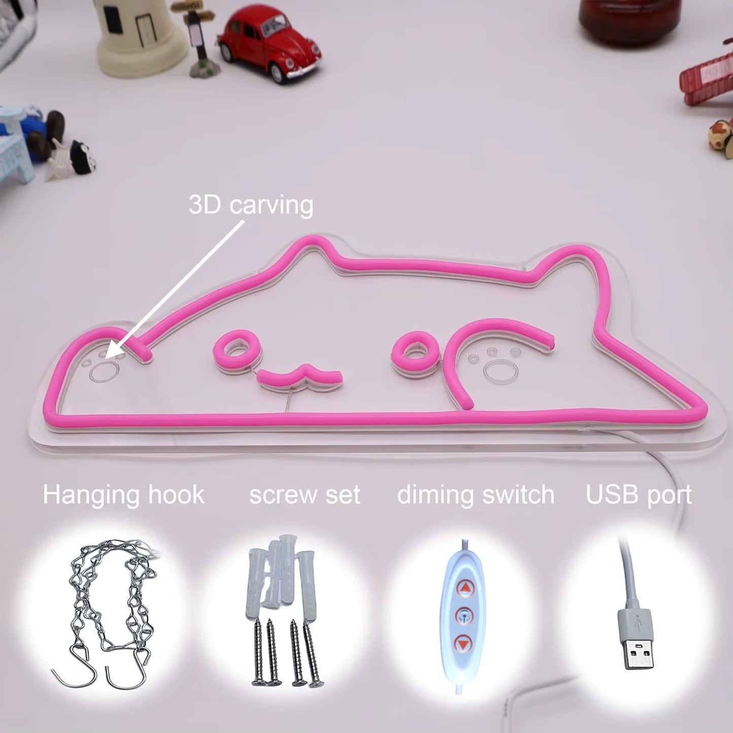 Bongo cat neon sign birthday gift for streamers