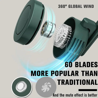 Bladeless Mini USB Rechargeable Fan Portable Clip-On Neck Hanging Personal Cooling Fan for Home, Office & Travel