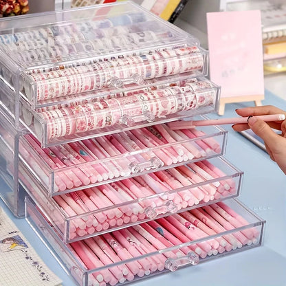 Clear plastic desk drawers, stackable drawer unit, view 3