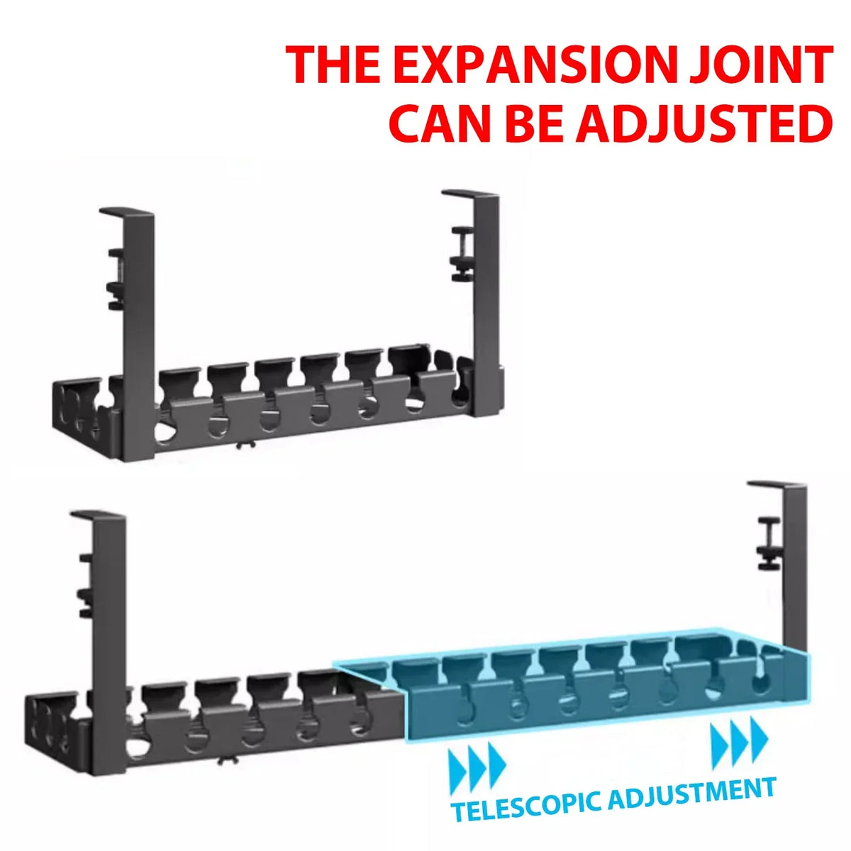 Desk thickness range the cable tray clamp fits