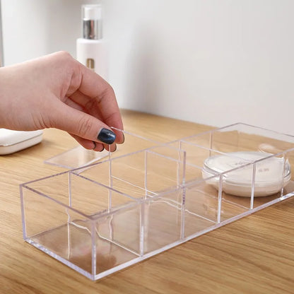 Clear makeup organiser with 6 compartments, view 5