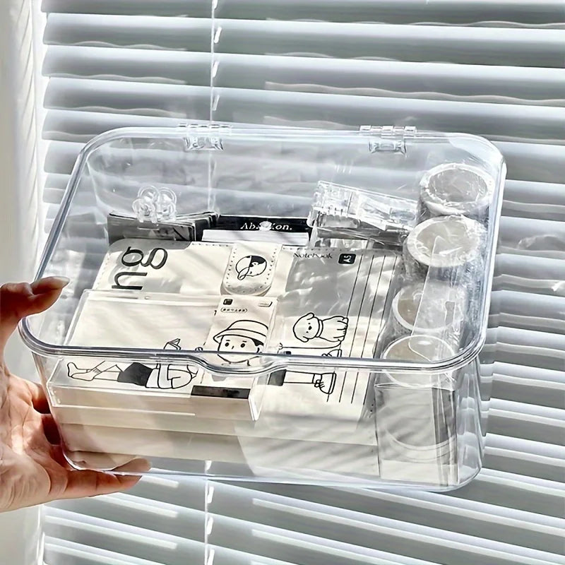 Clear acrylic clamshell storage box with flip lid, view 5