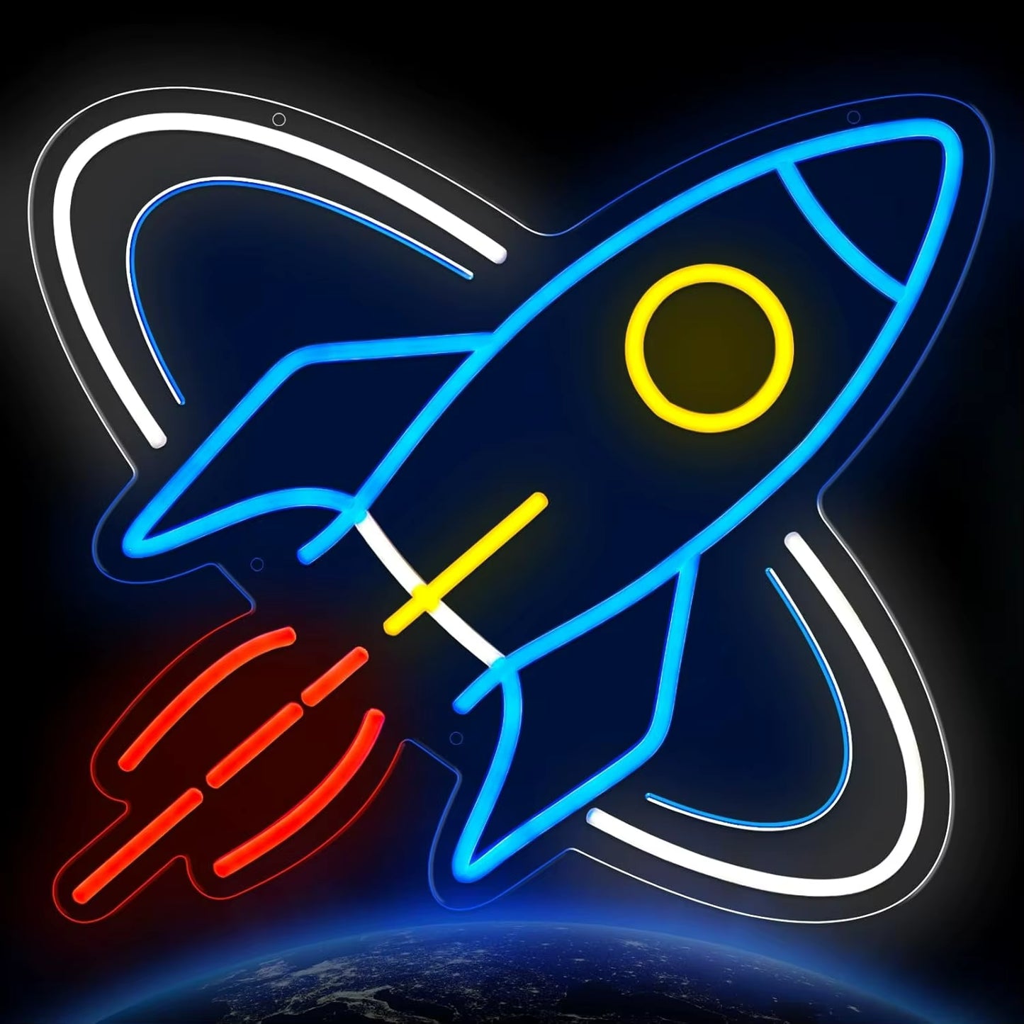 Rocket ship neon sign Christmas gift decor