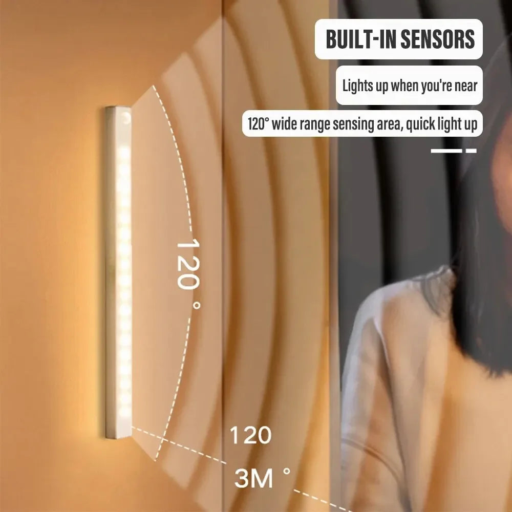 Motion activated LED night light features multiple light modes and brightness control