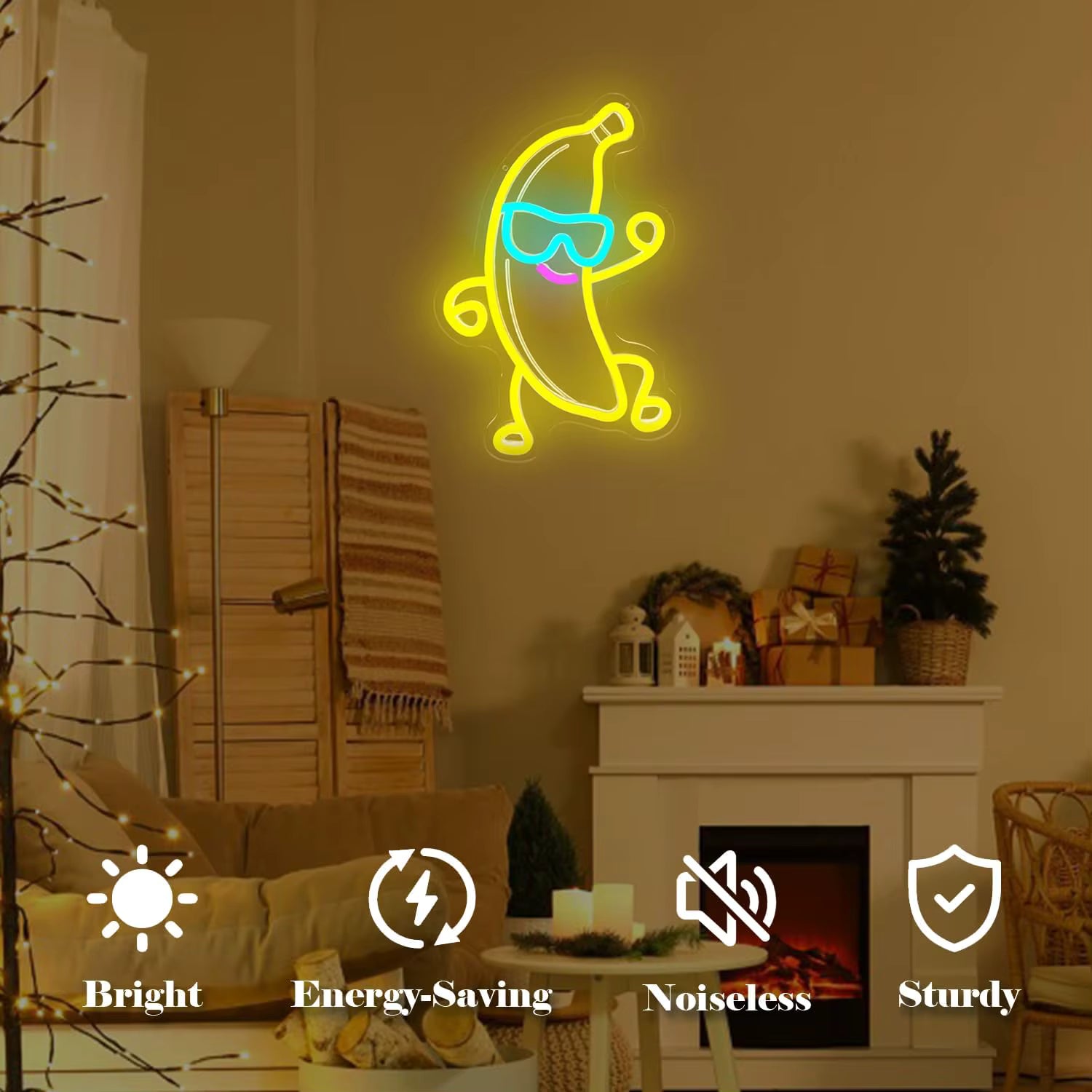 Dimmable banana neon sign for party wall decor