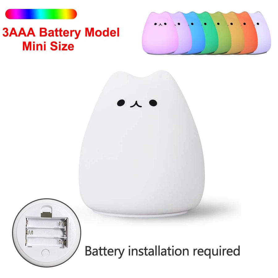 Cat night light rechargeable battery detail