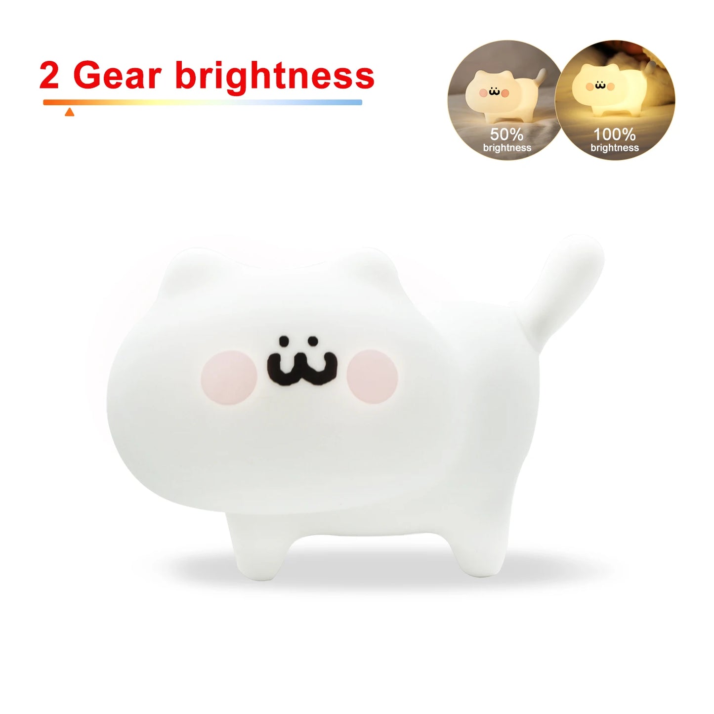 Cat silicone night light full product view