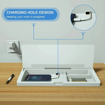 Desktop memo board with a weekly plan written on the glass