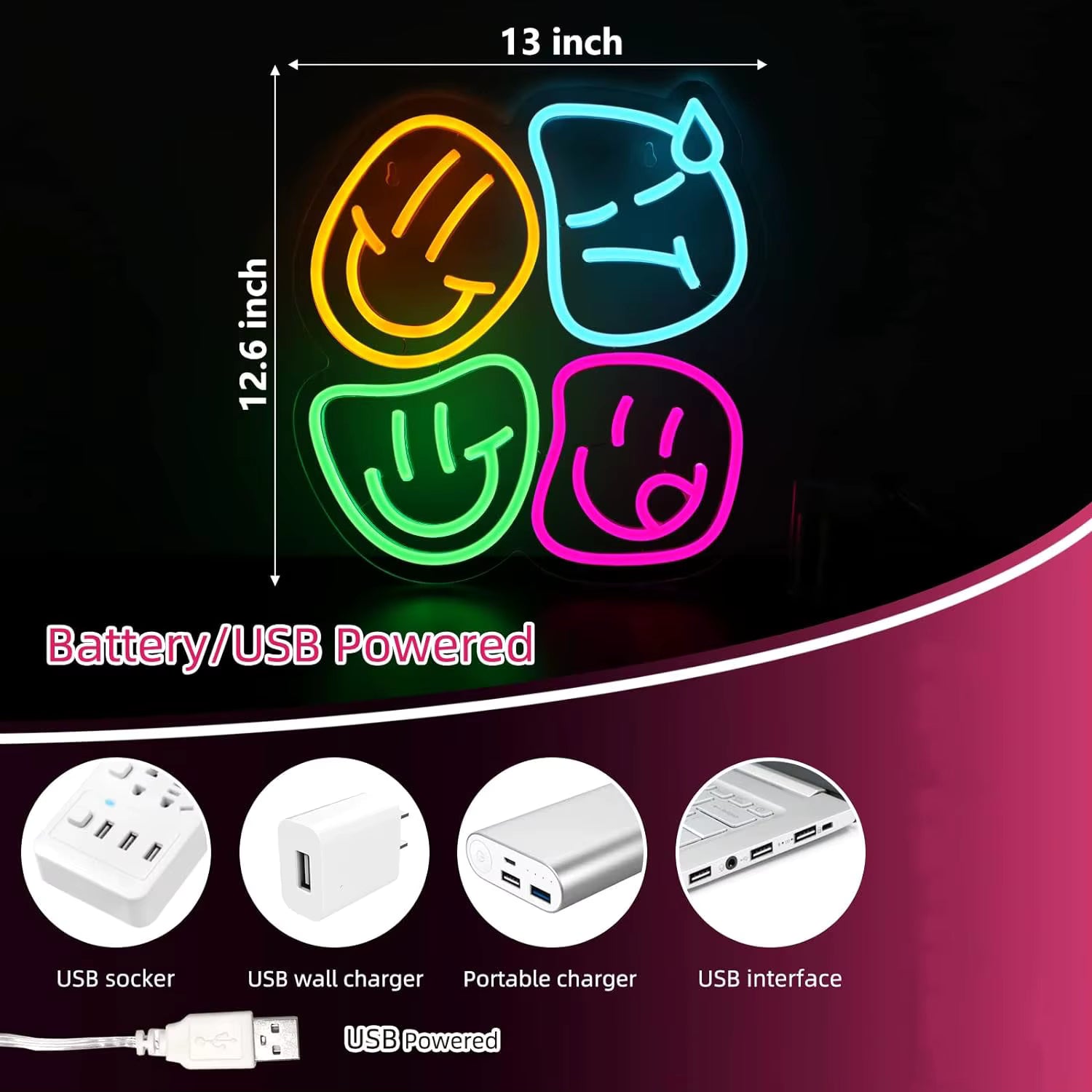 Smiley face neon sign birthday party gift