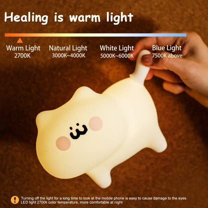 Silicone touch cat lamp colour options display