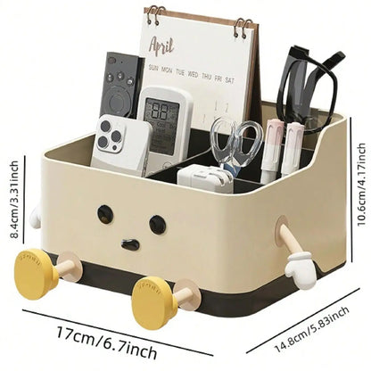 Upright makeup storage box filled with brushes