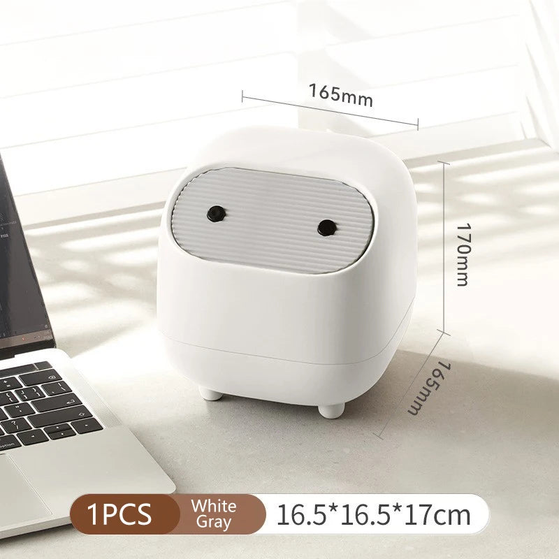 Square desk bin with the lid closed