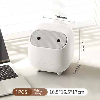 Square desk bin with the lid closed