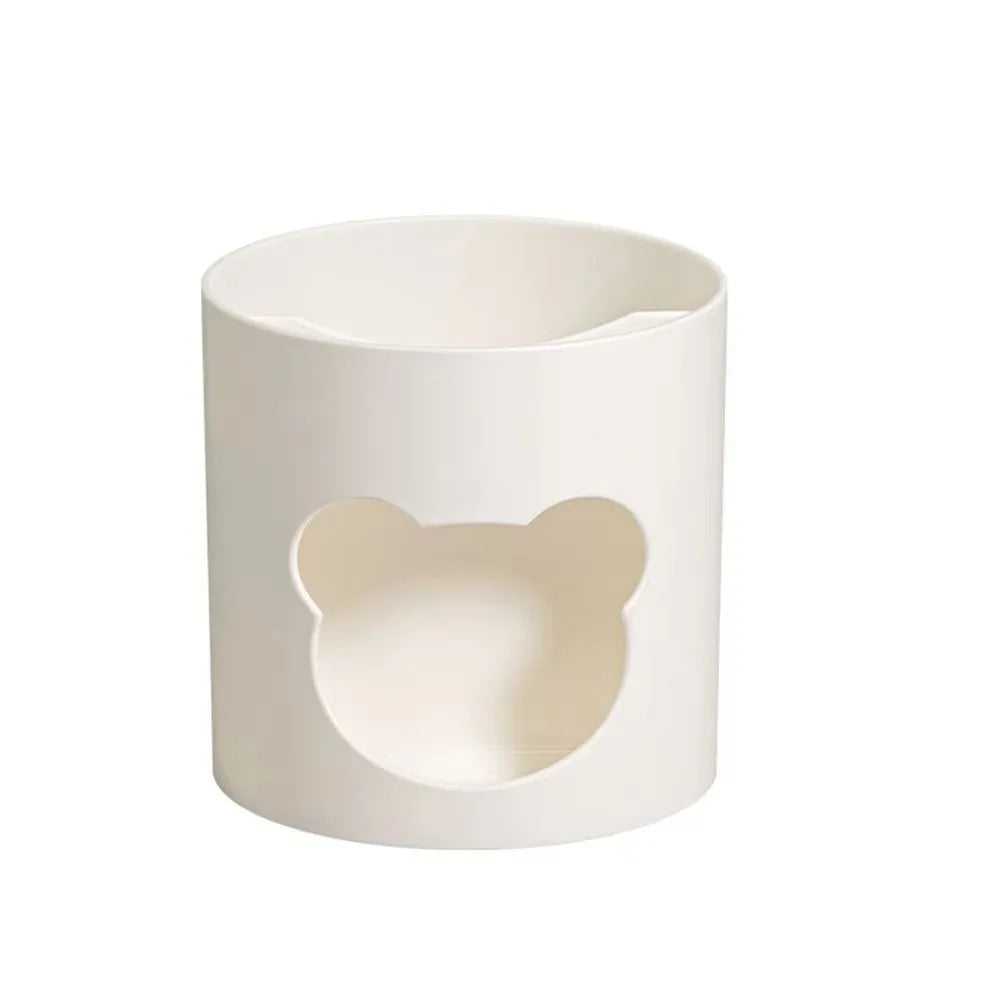 Round plastic pen holder with a small bear design, view 9