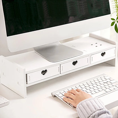 Monitor riser with drawers in pink or white