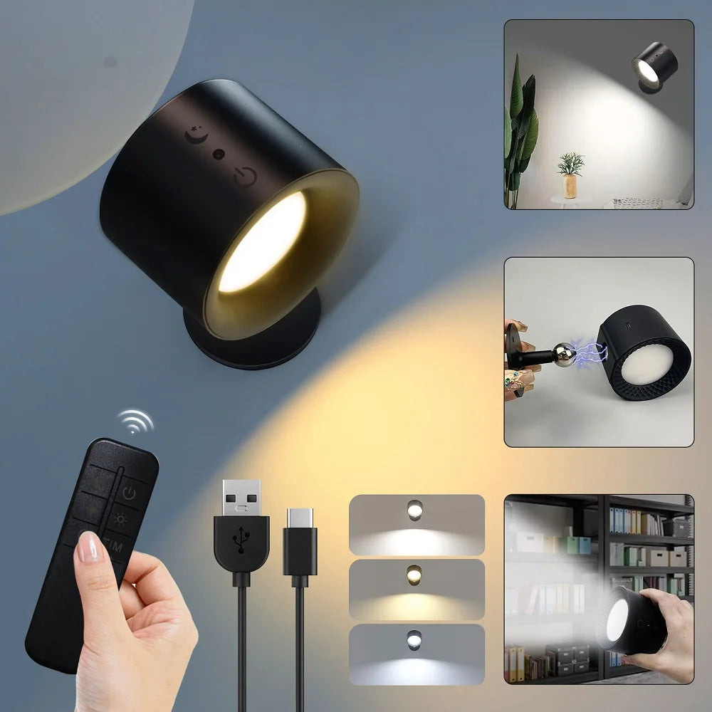 Dual head rotatable LED wall sconce with magnetic base