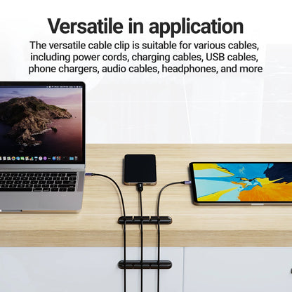 Double sided adhesive backing on the cable clip