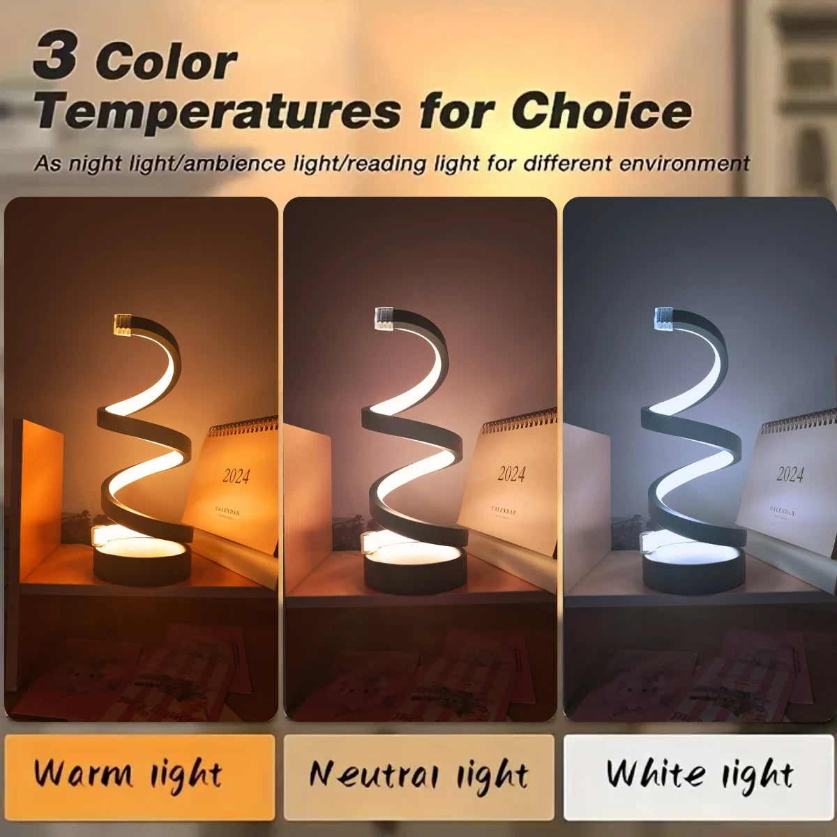 Aesthetic spiral desk lamp dining room
