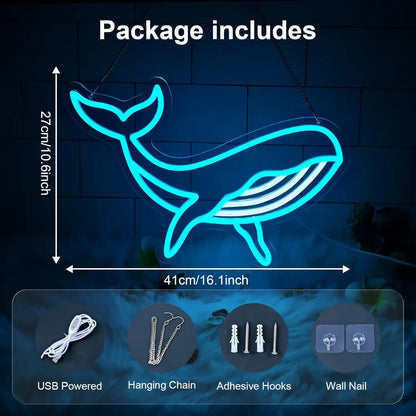 Whale neon sign birthday gift sea enthusiasts