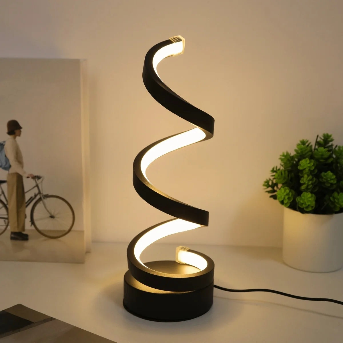 Creative spiral LED lamp installation setup