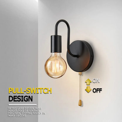 Nordic industrial wall lamp black iron E27 sconce