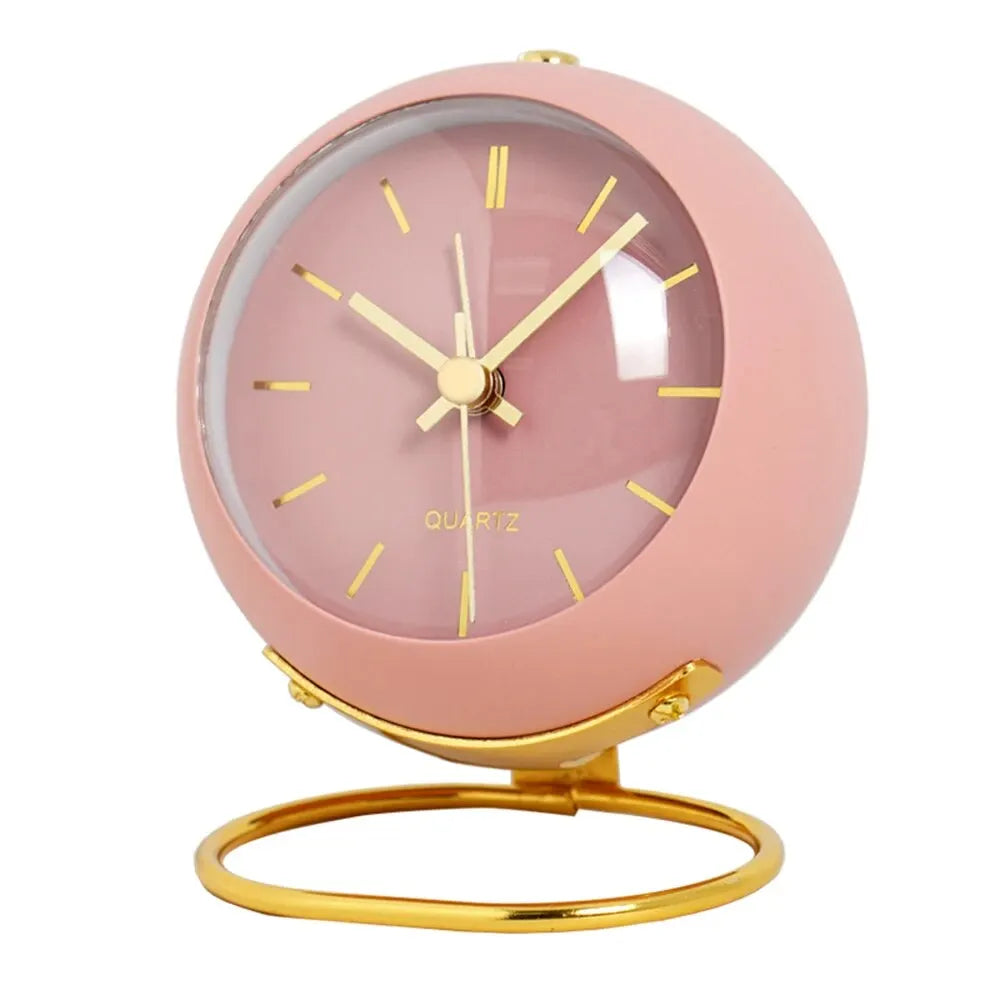 Small metal desk alarm clock with luminous hands, view 9