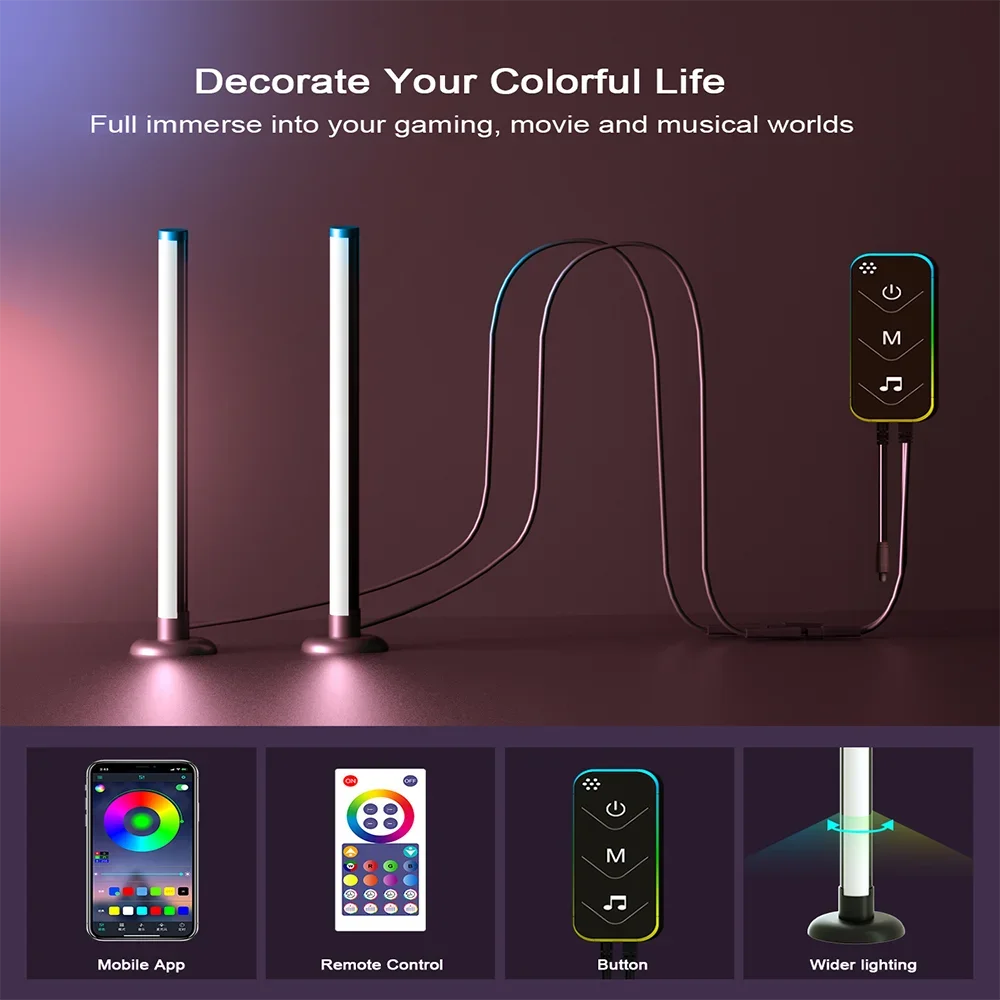 Pair of RGBIC ambient lamps showing chasing rainbow colours