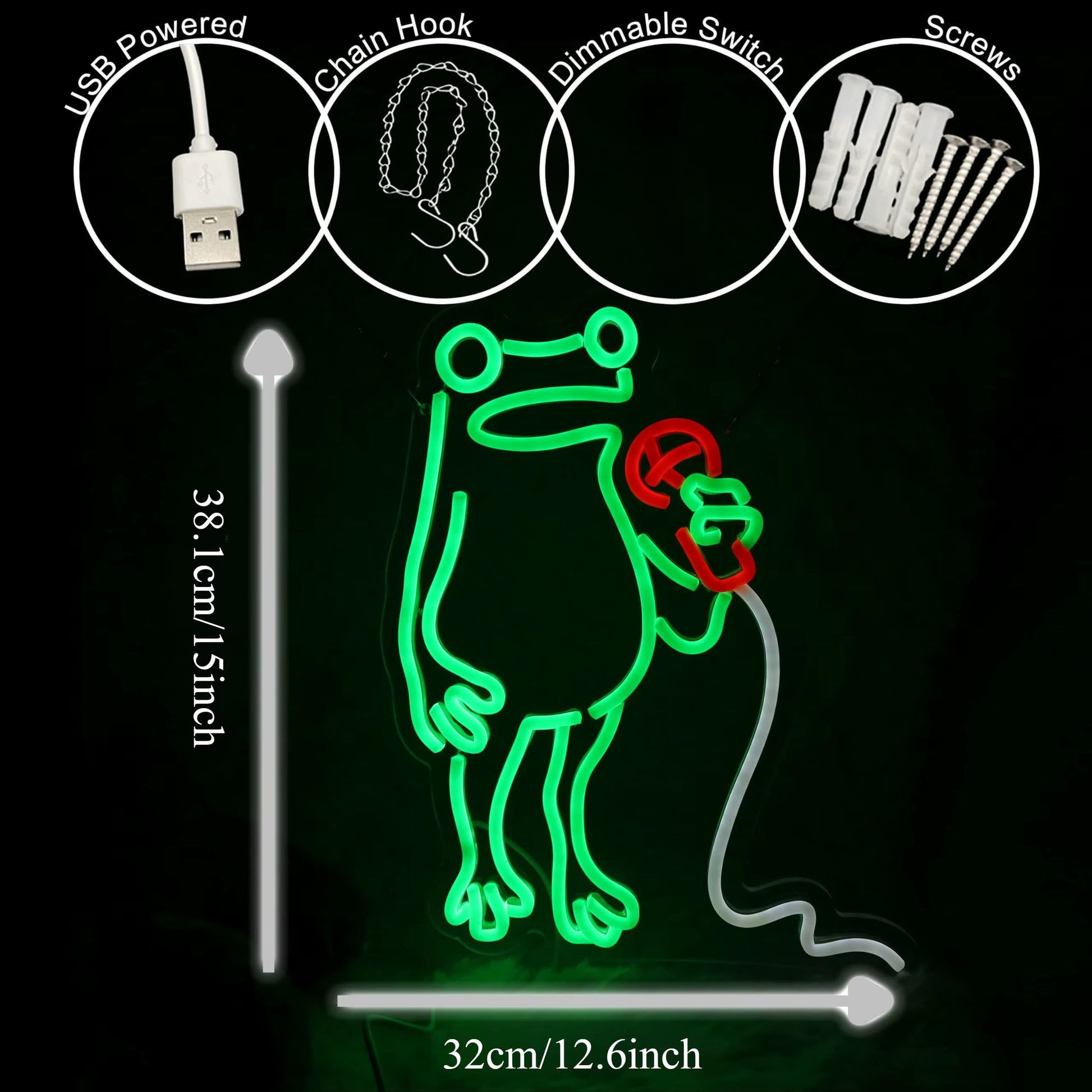 Frog LED neon light man cave wall art