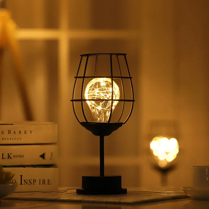 Retro lamp bedside room setup